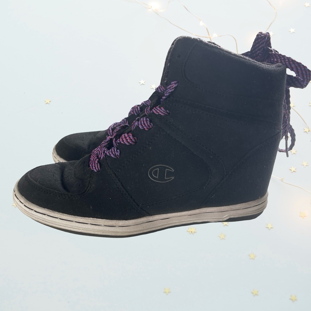 Champion Women's Black and Purple High-Top Sneakers in size 7 - Picture 3 of 5
